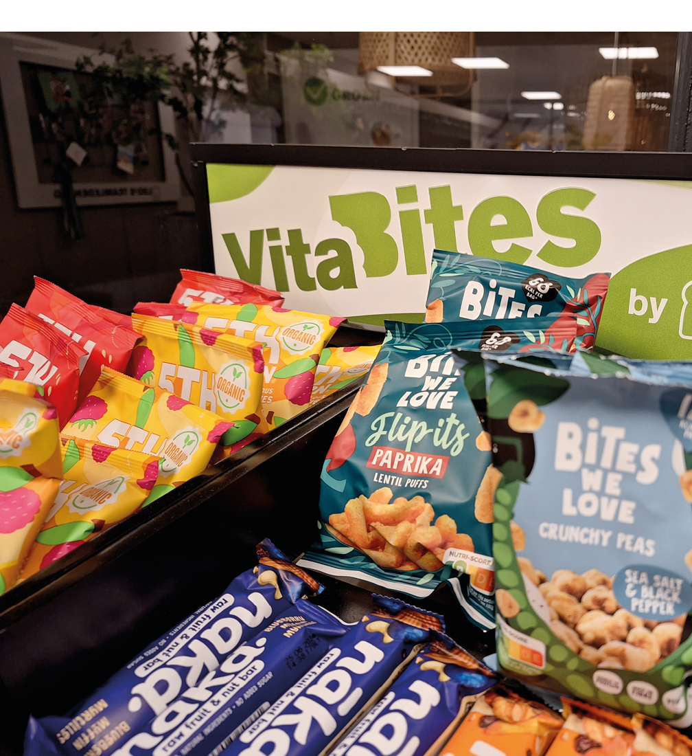 A display of snacks in a store, including chips, nuts, and crackers. AI generated content