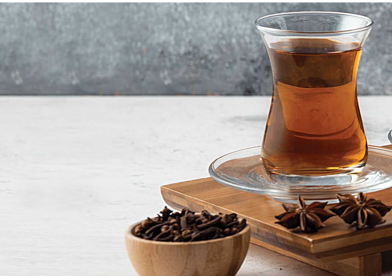 Two glasses cup of tea with sugar and star anise. High quality photo