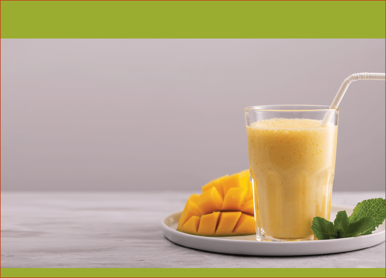 Lassi is a popular traditional cold drink with mango and ice in India. Lassi consists of yogurt, water, spices and sometimes mango