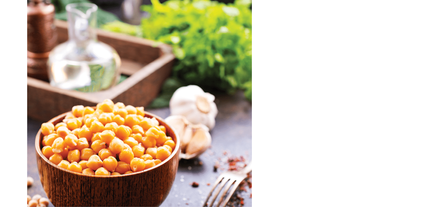 chickpeas in bowl and on a table