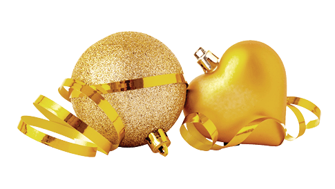 Gold sparkling Christmas bauble isolated on white background, close up