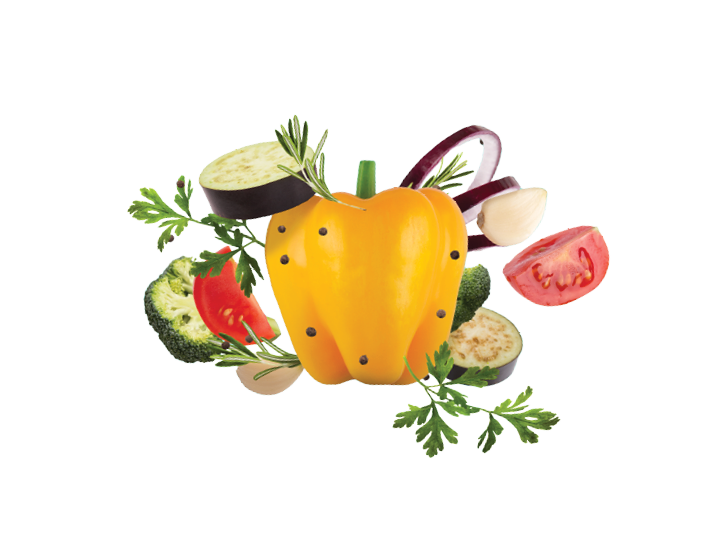 Set of raw organic vegetables and greens over blue background, fresh ingredients for healthy food flying in the air, panorama. Summer diet, nutrition, vitamins and minerals in food concept