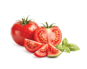A slice of tomato with a wedge cut out. Description generated by AI