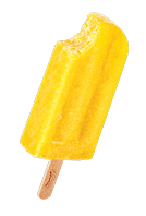 A yellow and orange popsicle on a stick. Description generated by AI