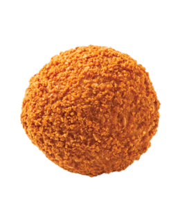 A brown ball on a black background. Description generated by AI