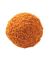 A brown ball on a black background. Description generated by AI