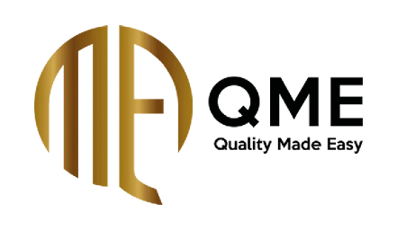 A stylized gold and brown circular logo with the letters “QML" in black next to it. Description generated by AI