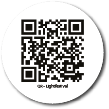 A black and white QR code labeled “QR - Lightfestival" below it. Description generated by AI