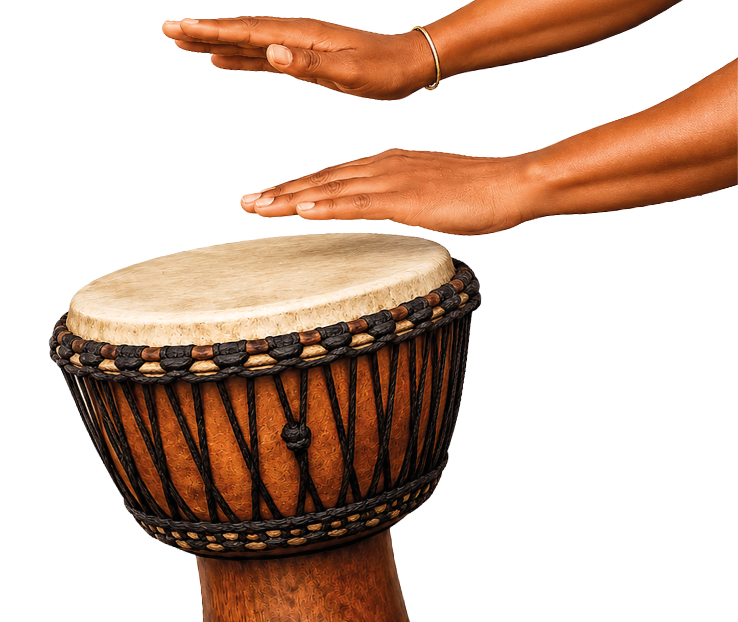 A wooden drum with a brown top. Description generated by AI