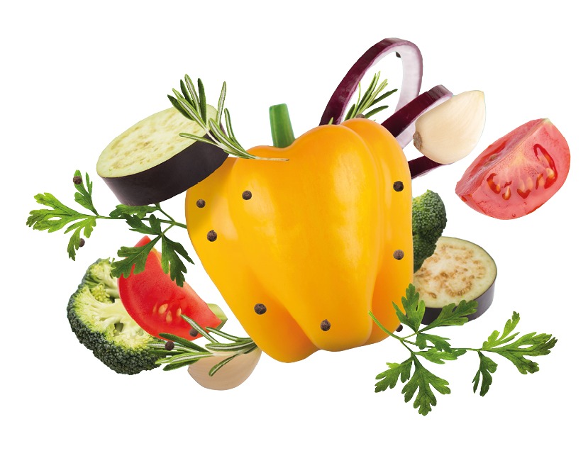 Set of raw organic vegetables and greens over blue background, fresh ingredients for healthy food flying in the air, panorama. Summer diet, nutrition, vitamins and minerals in food concept